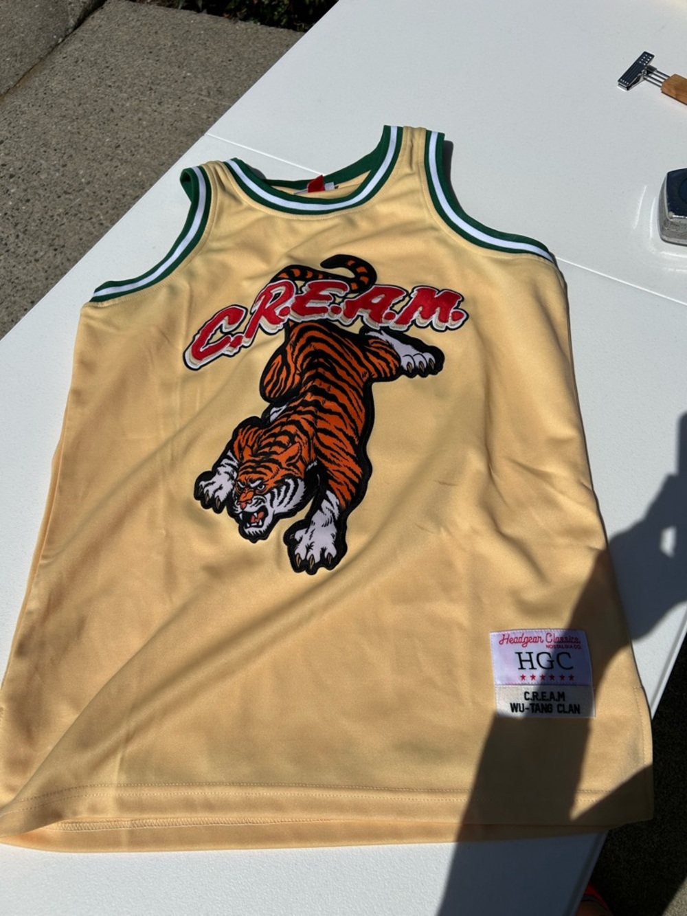 Wu-Tang C.R.E.A.M. Tiger Graphic Jersey - Soft Yellow with Green/White Trim